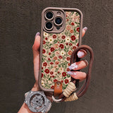 Floral Lanyard Phone Case for iPhone - Silicone Crossbody Cover optoeletronics