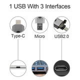3-in-1 OTG USB Flash Drive with Type-C and Micro USB optoeletronics