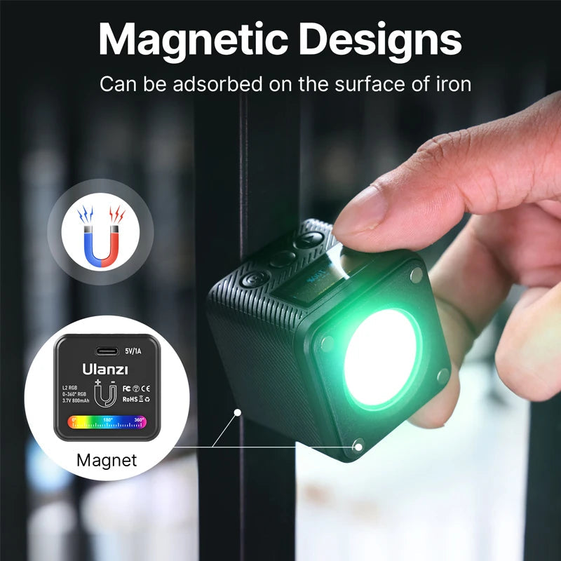 Ulanzi L2 RGB Mini COB Video Light with Magnetic Mount optoeletronics