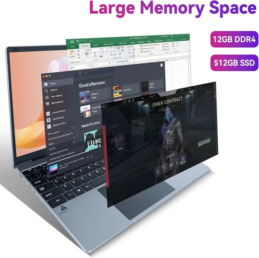 15.6-inch Intel N5095 Laptop - 12GB 512GB Windows 11 optoeletronics