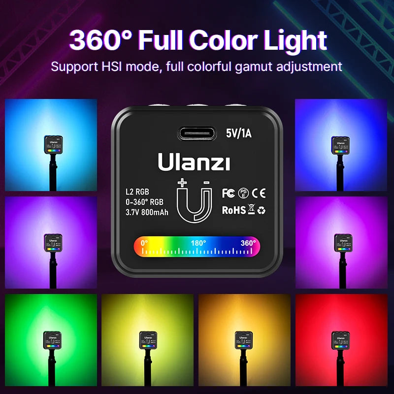 Ulanzi L2 RGB Mini COB Video Light with Magnetic Mount optoeletronics