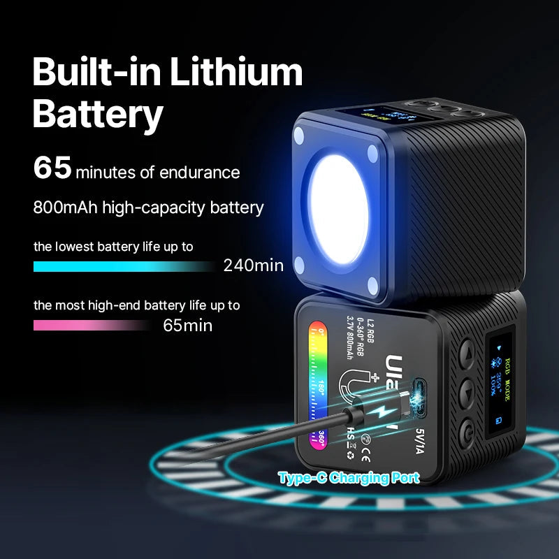 Ulanzi L2 RGB Mini COB Video Light with Magnetic Mount optoeletronics