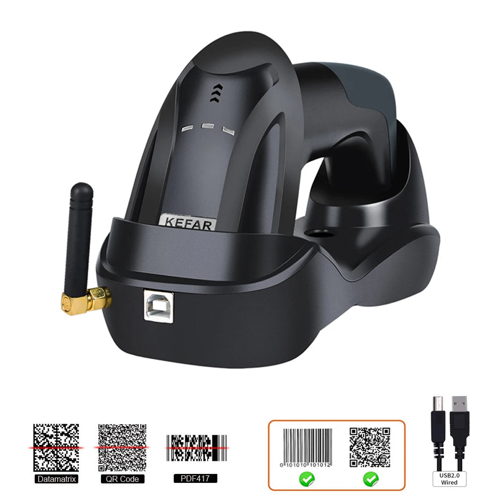 HONOURWOLF L8BL S8 2D Barcode Scanner - Bluetooth 2.4G USB optoeletronics