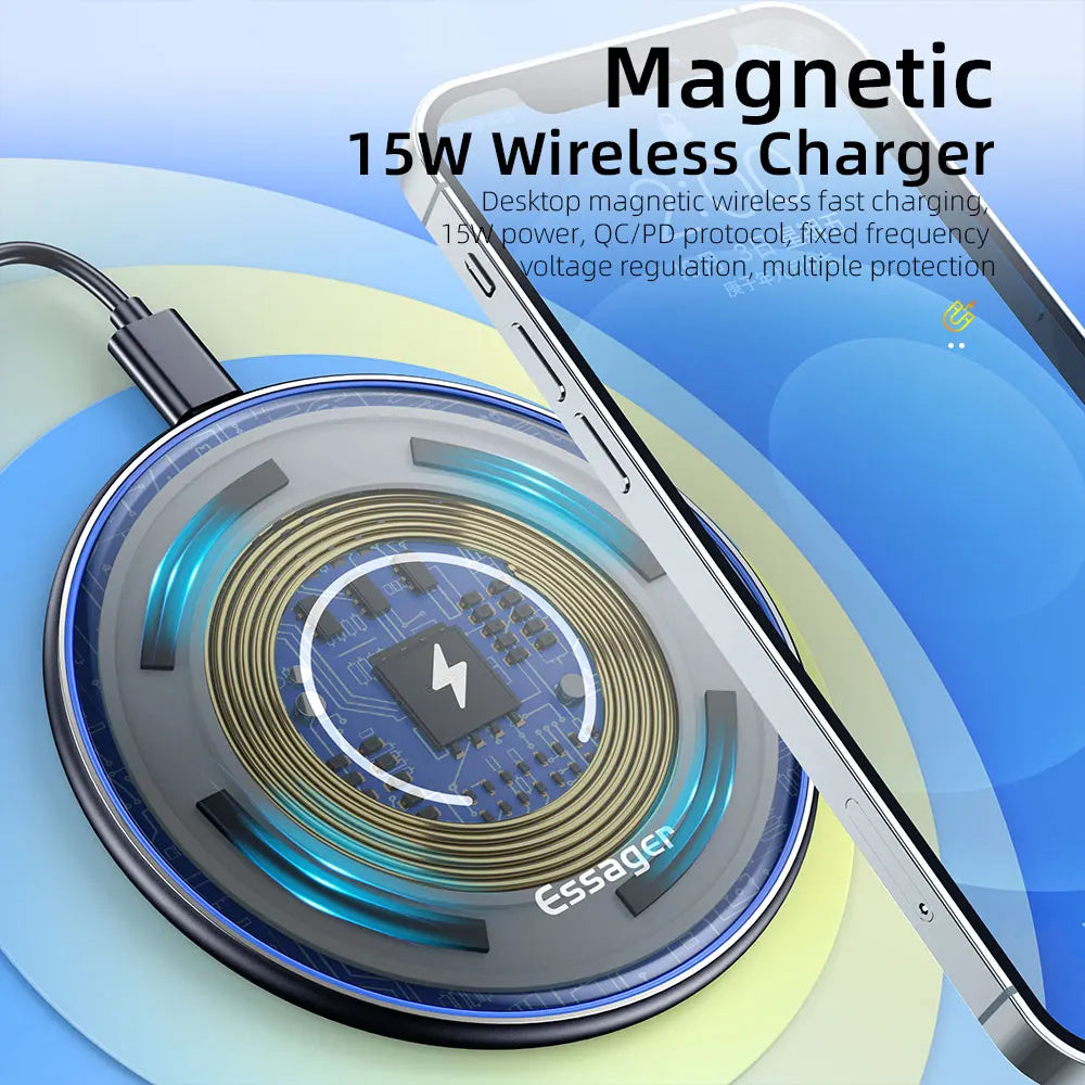 Essager 15W Magnetic Wireless Charger - Qi Fast Charging Pad optoeletronics
