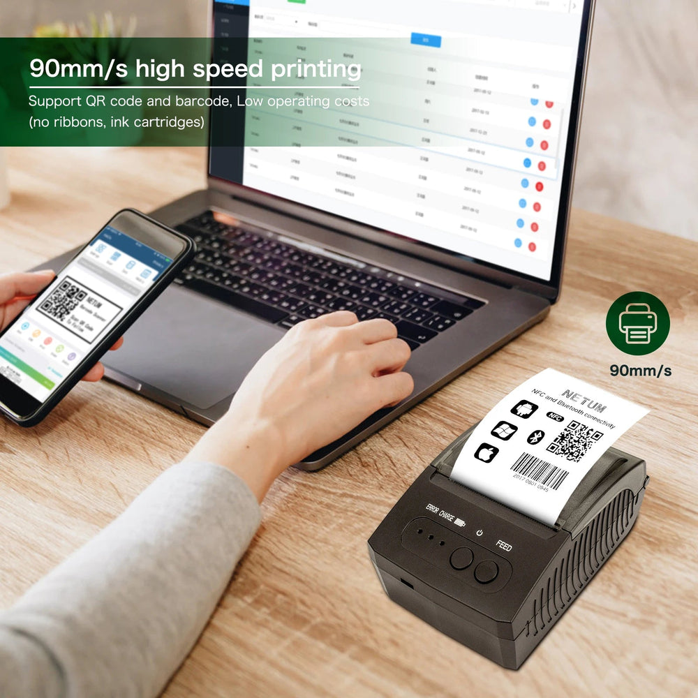 NETUM NT-1809 58mm Thermal Receipt Printer - Bluetooth Portable optoeletronics