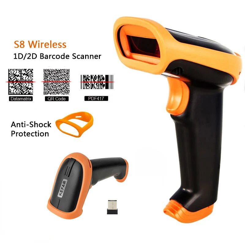 HONOURWOLF L8BL S8 2D Barcode Scanner - Bluetooth 2.4G USB optoeletronics