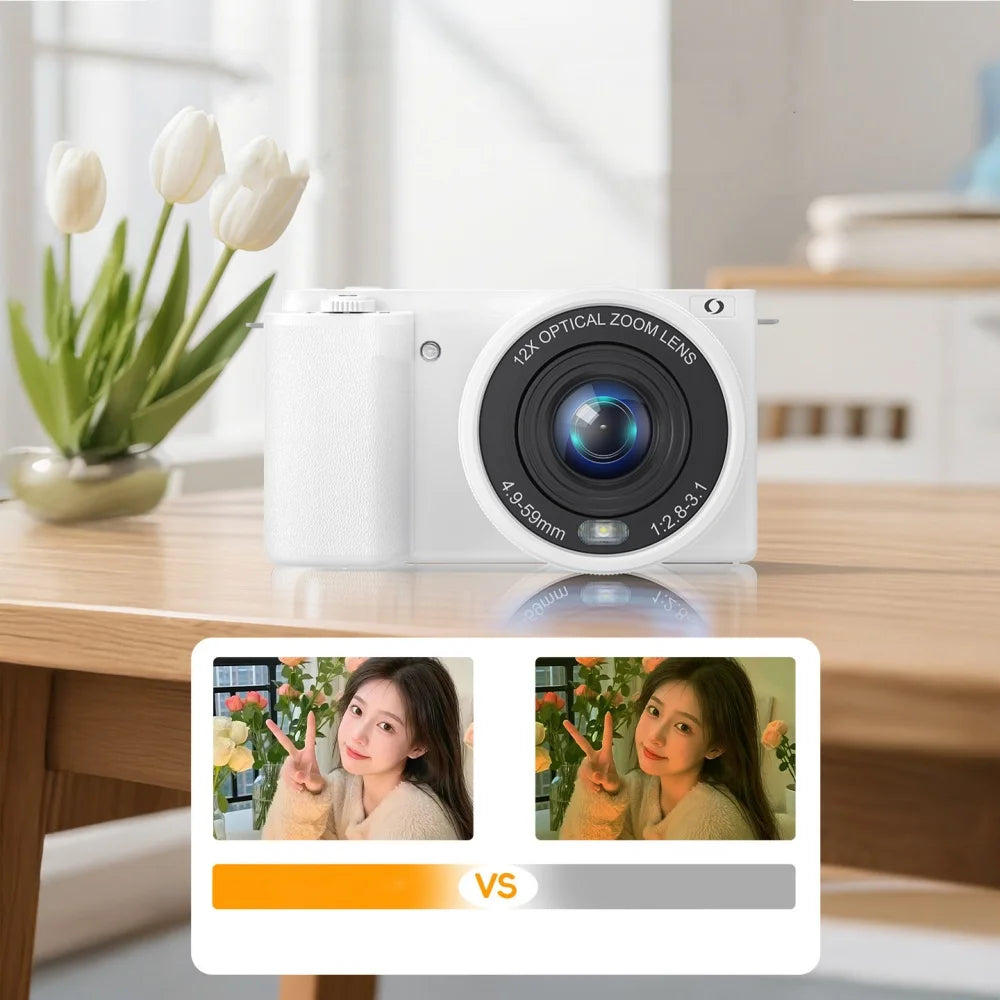 4K 64MP Flip-Screen Vlogging Camera with 12x Optical Zoom optoeletronics