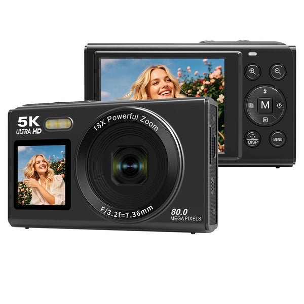 Ourlife 5K 80MP Dual-Screen Vlogging Camera with 18x Zoom