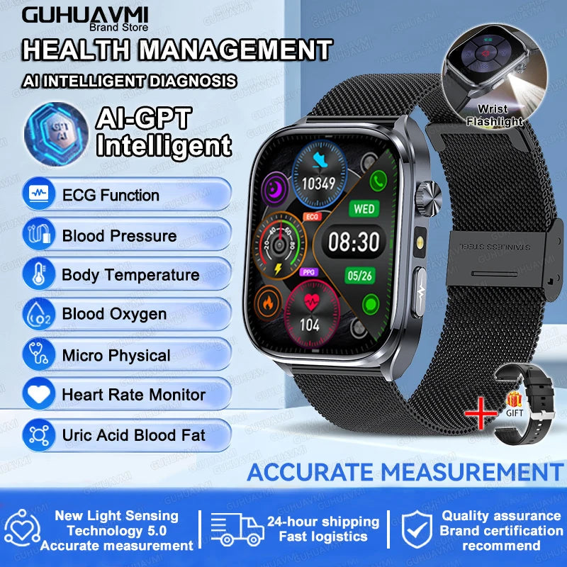 ECG Health Smart Watch - Heart Analysis, Blood Pressure and Bluetooth Call optoeletronics