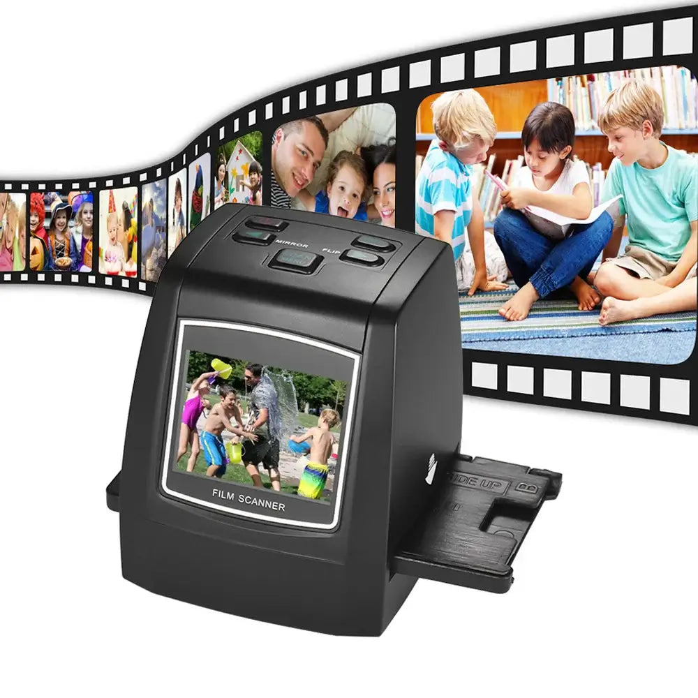  14MP and 22MP Film Scanner for 35mm and Slide Conversion with control buttons and screen