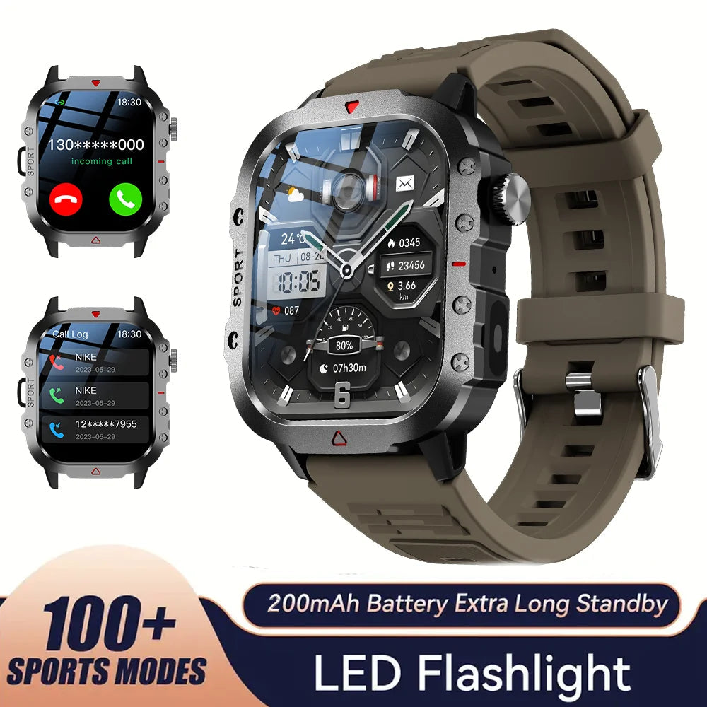 KESHUYOU Outdoor Smart Watch - 2.01 Inch HD Screen and LED Flashlight optoeletronics