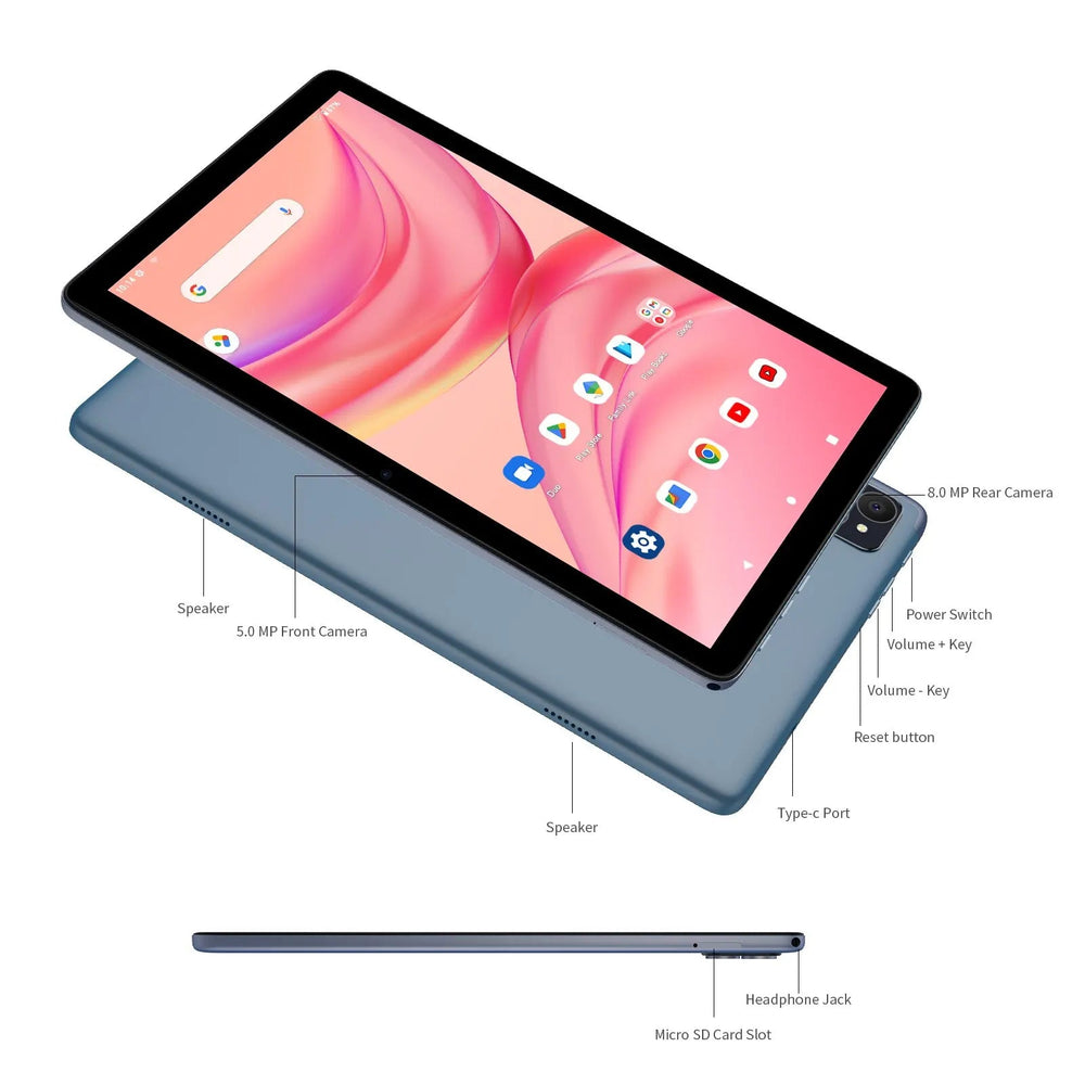 VASOUN 10.1 Inch Android 14 Tablet - 12GB RAM, 128GB, Dual SIM 4G optoeletronics