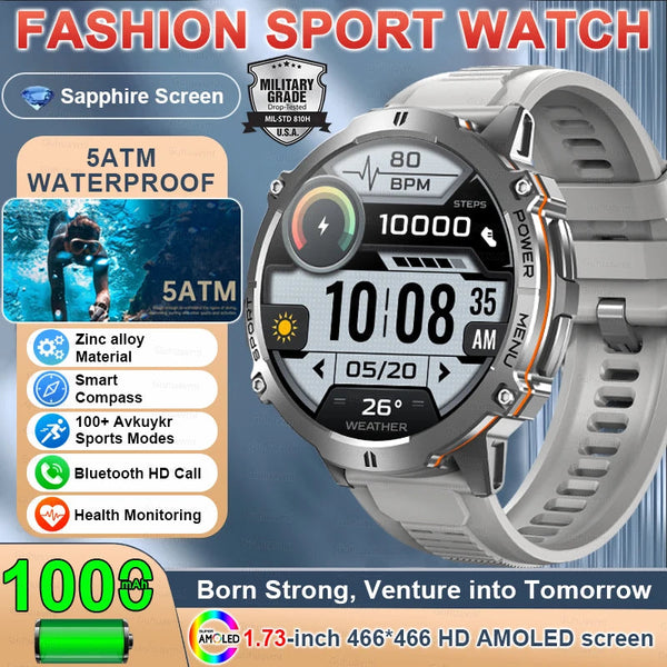 Outdoor GPS Smart Watch - 1.73 Inch AMOLED, 1000mAh, 5ATM Waterproof