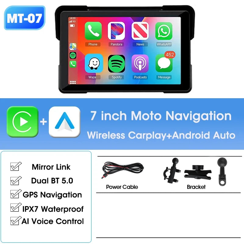 Jansite Motorcycle CarPlay GPS Display - IPX7 Waterproof DVR optoeletronics