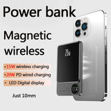 Alloy Magnetic Power Bank with Wireless Charging - Digital Display Battery optoeletronics