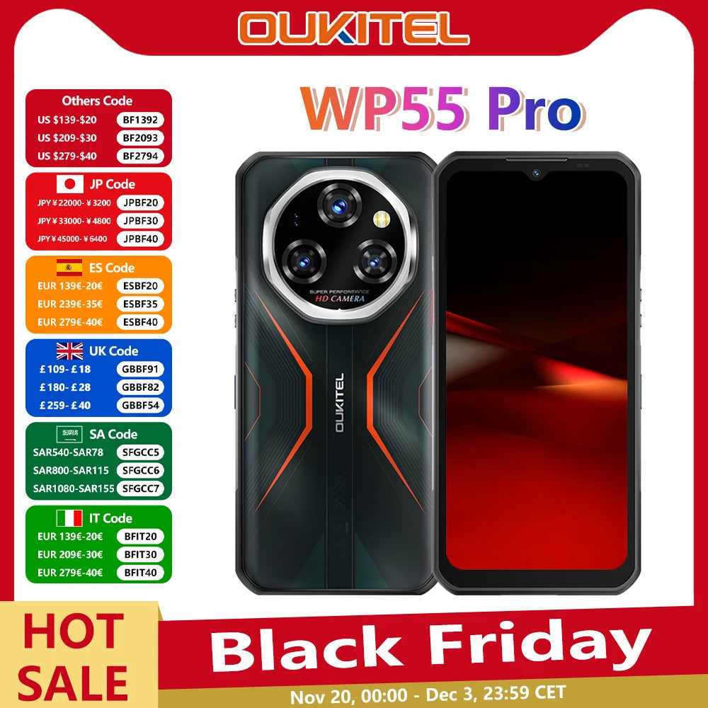 Oukitel WP55 Pro Rugged 5G Smartphone - 108MP 11000mAh optoeletronics
