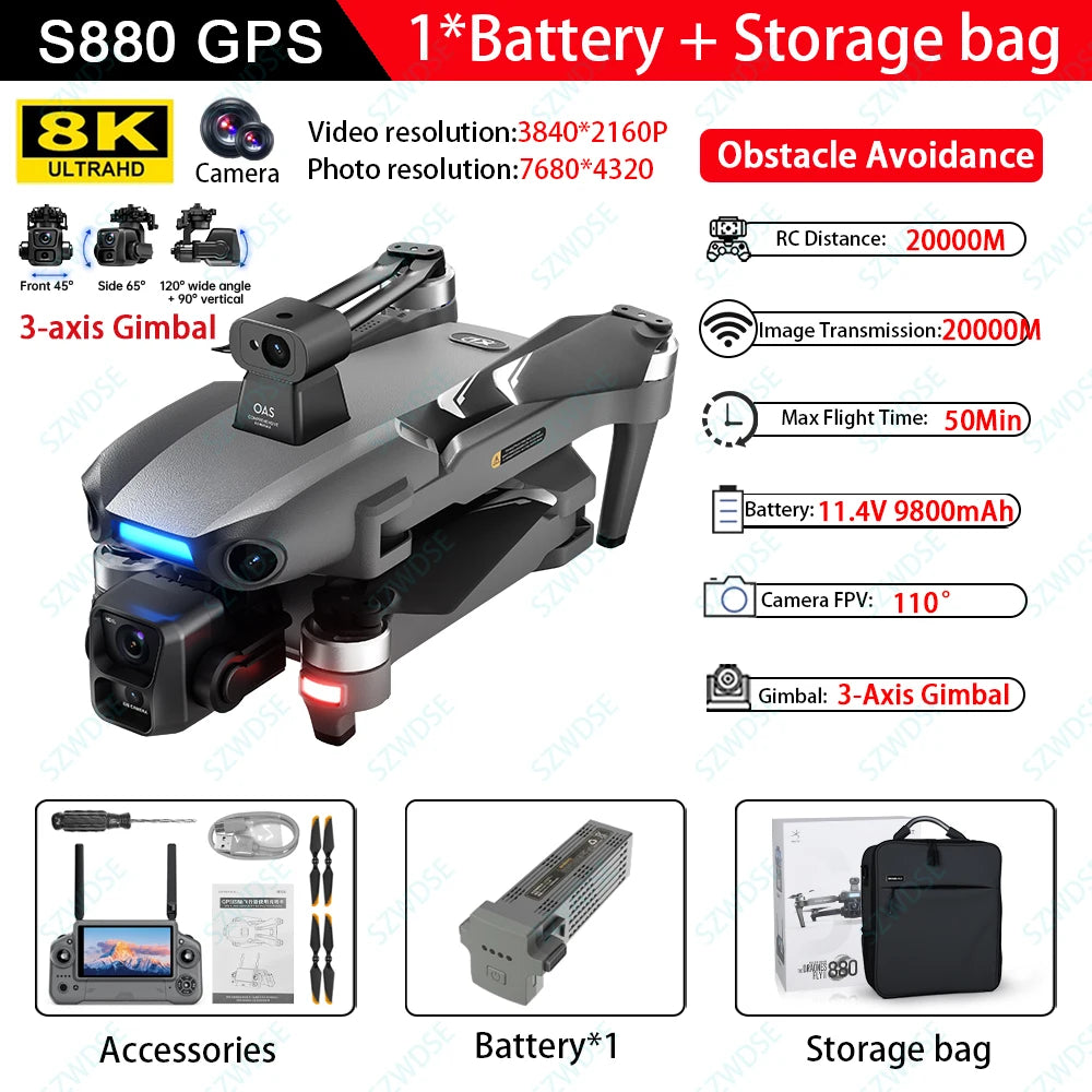 S880 Max Fishing GPS Drone with 8K Dual Camera and Airdrop optoeletronics