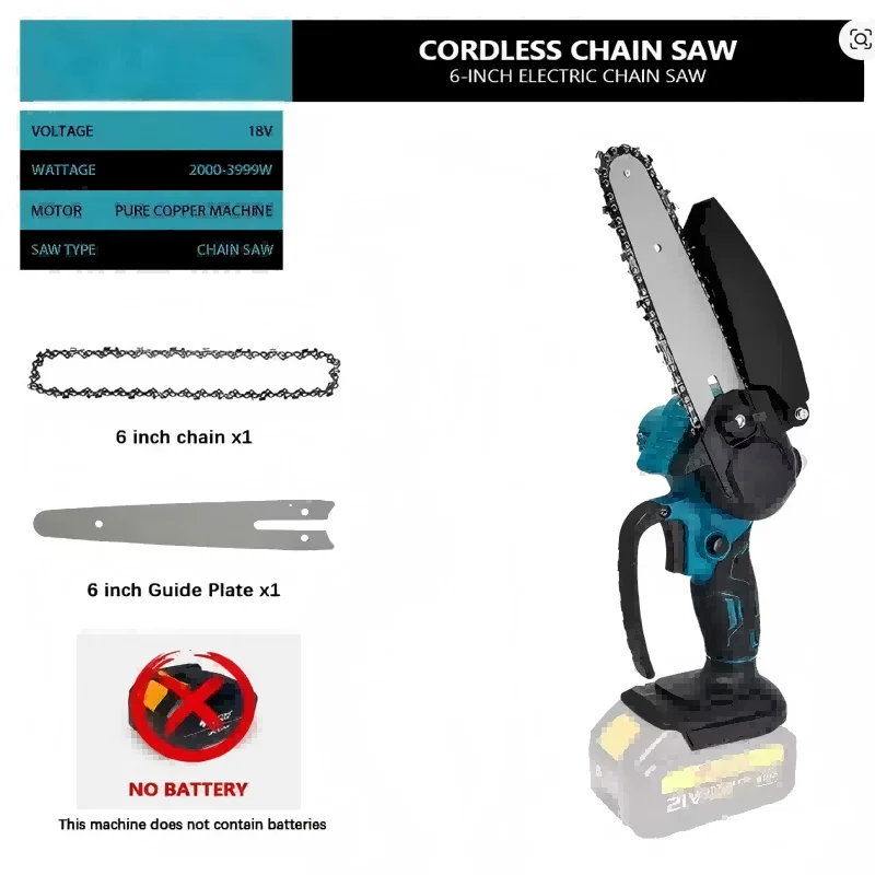 6-Inch Mini Electric Chainsaw 1700RPM for 18V Makita Battery optoeletronics
