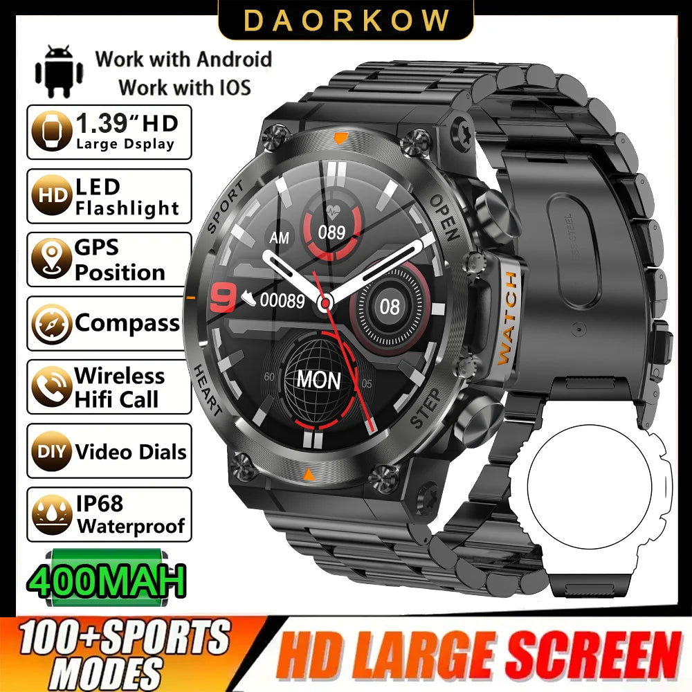 1.39 Inch Bluetooth Call Smart Watch - 400mAh Fitness Tracker for Android iOS optoeletronics