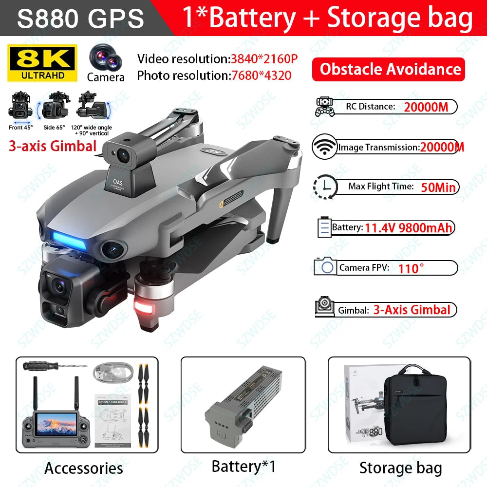 S880 Max Fishing GPS Drone with 8K Dual Camera and Airdrop optoeletronics