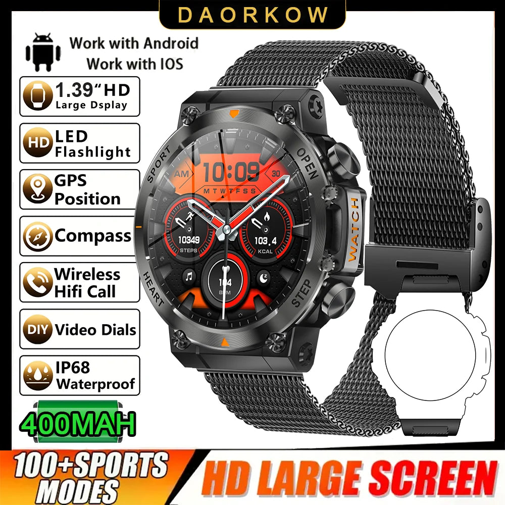 1.39 Inch Bluetooth Call Smart Watch - 400mAh Fitness Tracker for Android iOS optoeletronics