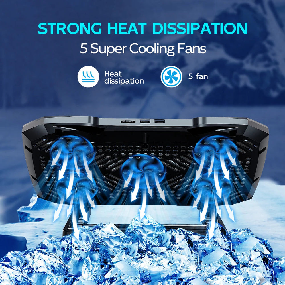 COOLCOLD Laptop Cooling Pad with 5 Quiet Fans and Phone Holder optoeletronics