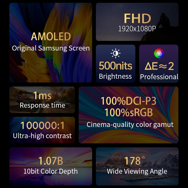 VCHANCE 13.3-Inch OLED Portable Monitor - 1080P Travel Display optoeletronics