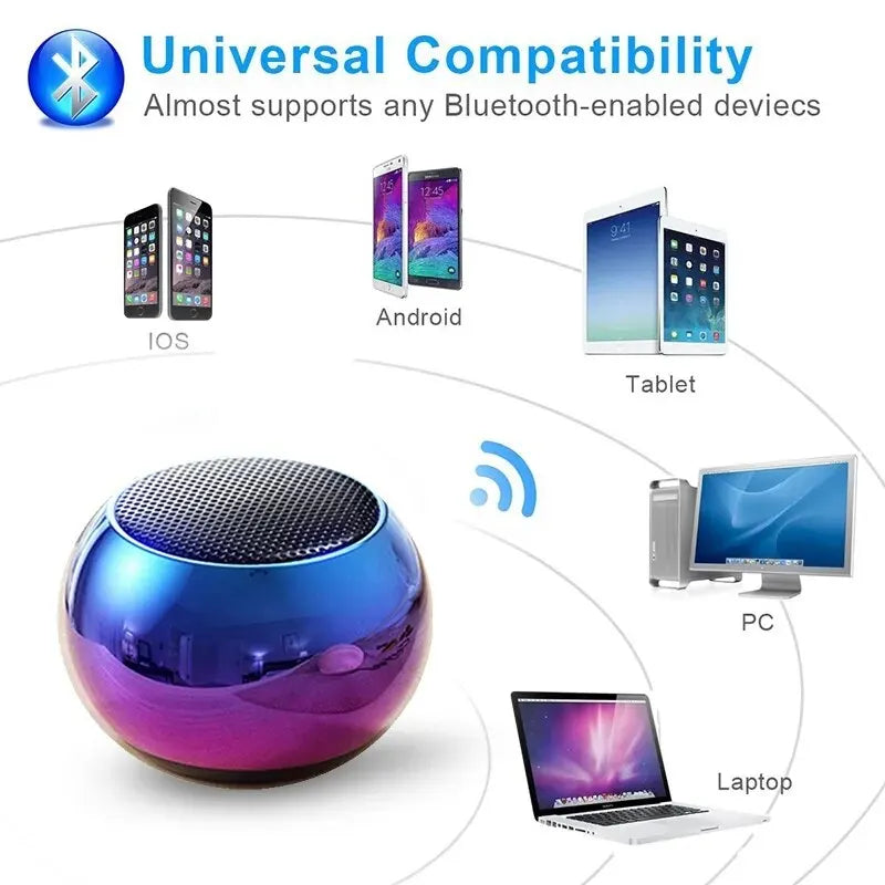 Metal Mini Bluetooth Speaker - Heavy Bass Portable Stereo Audio optoeletronics