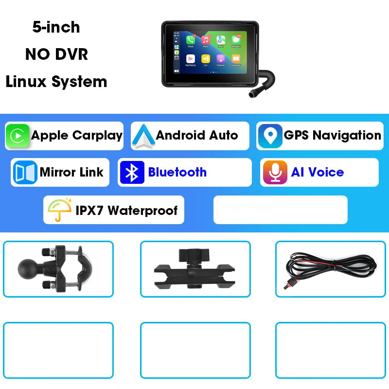 5/7-inch Motorcycle GPS Display - 2K DVR CarPlay Android Auto optoeletronics