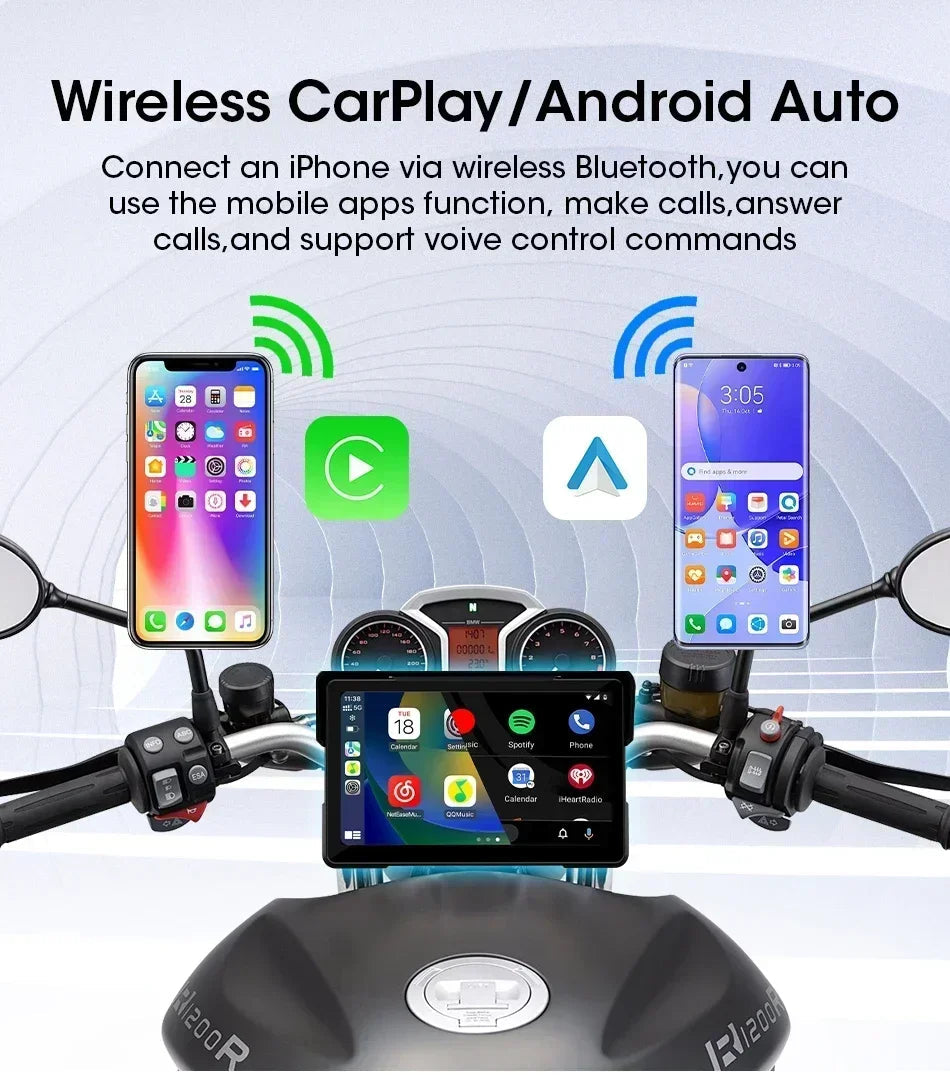 Jansite Motorcycle CarPlay GPS Display - IPX7 Waterproof DVR optoeletronics