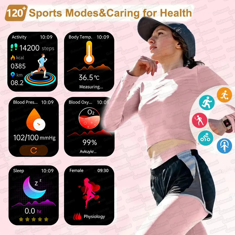 AI Health Smartwatch - HRV, PPG, NFC and IP68 Sports Tracking optoeletronics