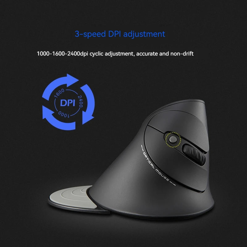 Zelotes F-17 Vertical Wireless Mouse with Adjustable DPI optoeletronics