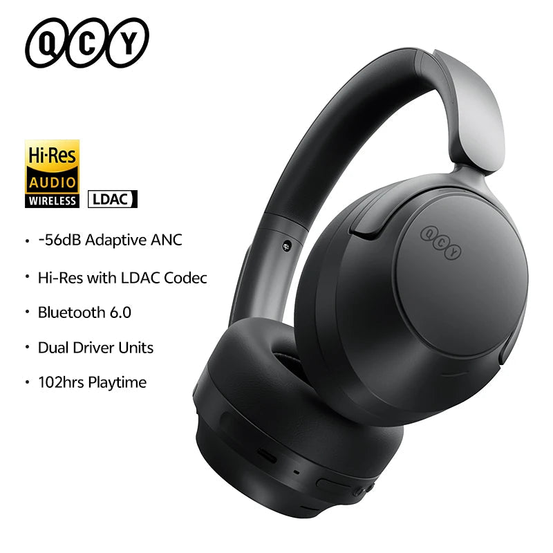 QCY H3S Adaptive ANC Headphones - LDAC 102H Playtime optoeletronics