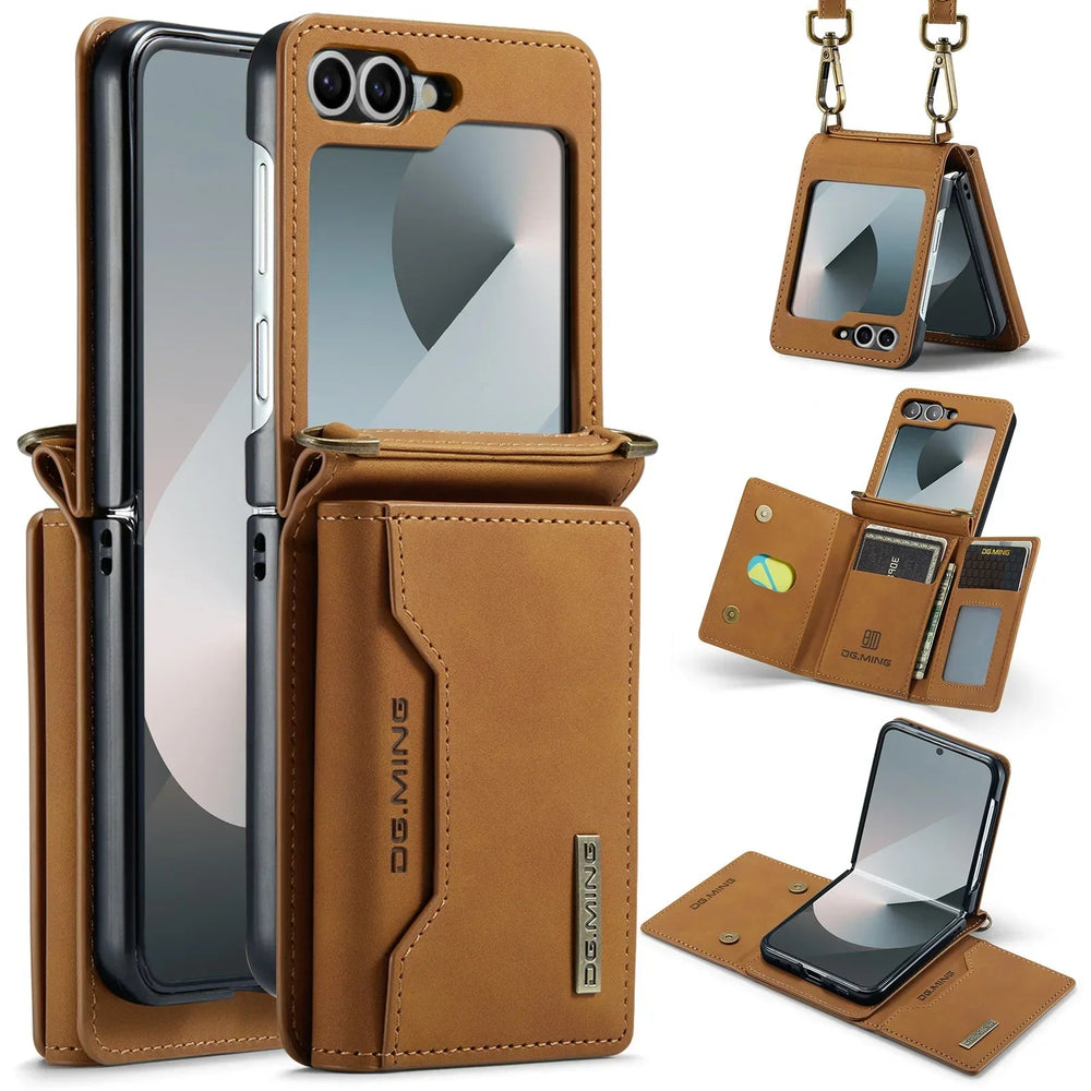 Crossbody Wallet Case for Samsung Galaxy Z Flip - Leather Card Holder optoeletronics