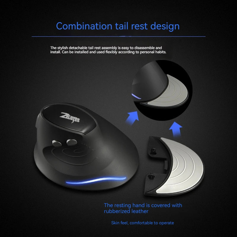 Zelotes F-17 Vertical Wireless Mouse with Adjustable DPI optoeletronics