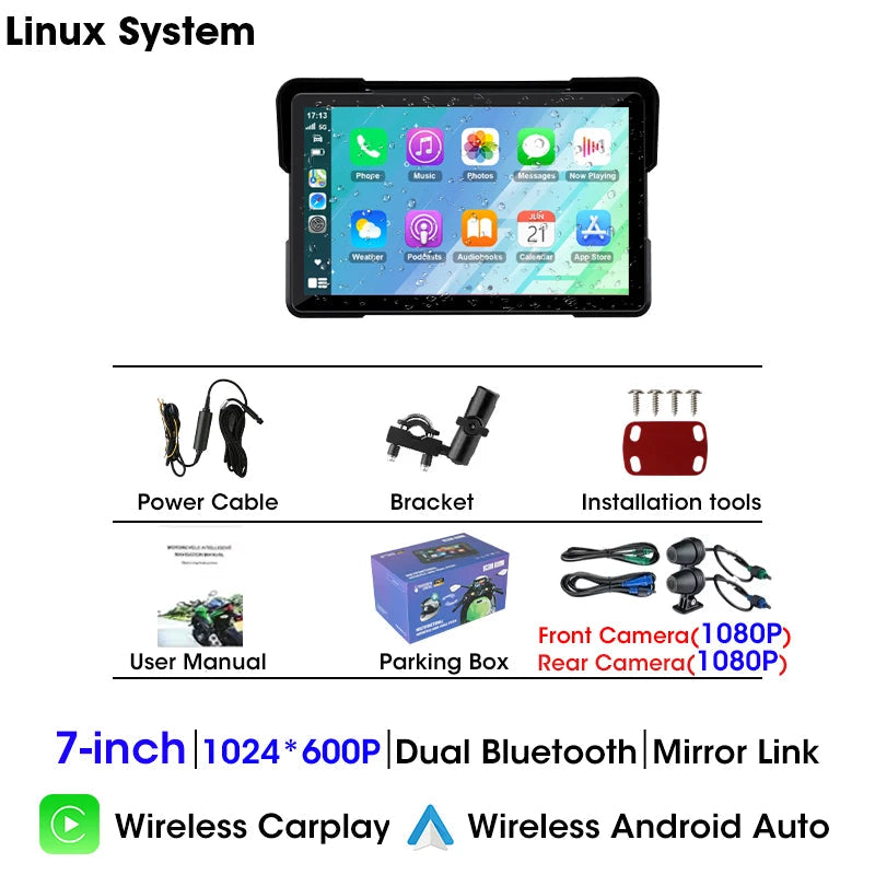 5/7-inch Motorcycle GPS Display - 2K DVR CarPlay Android Auto optoeletronics