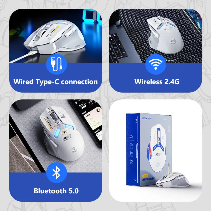 Inphic IN9 Rechargeable Wireless Gaming Mouse with RGB Lighting optoeletronics