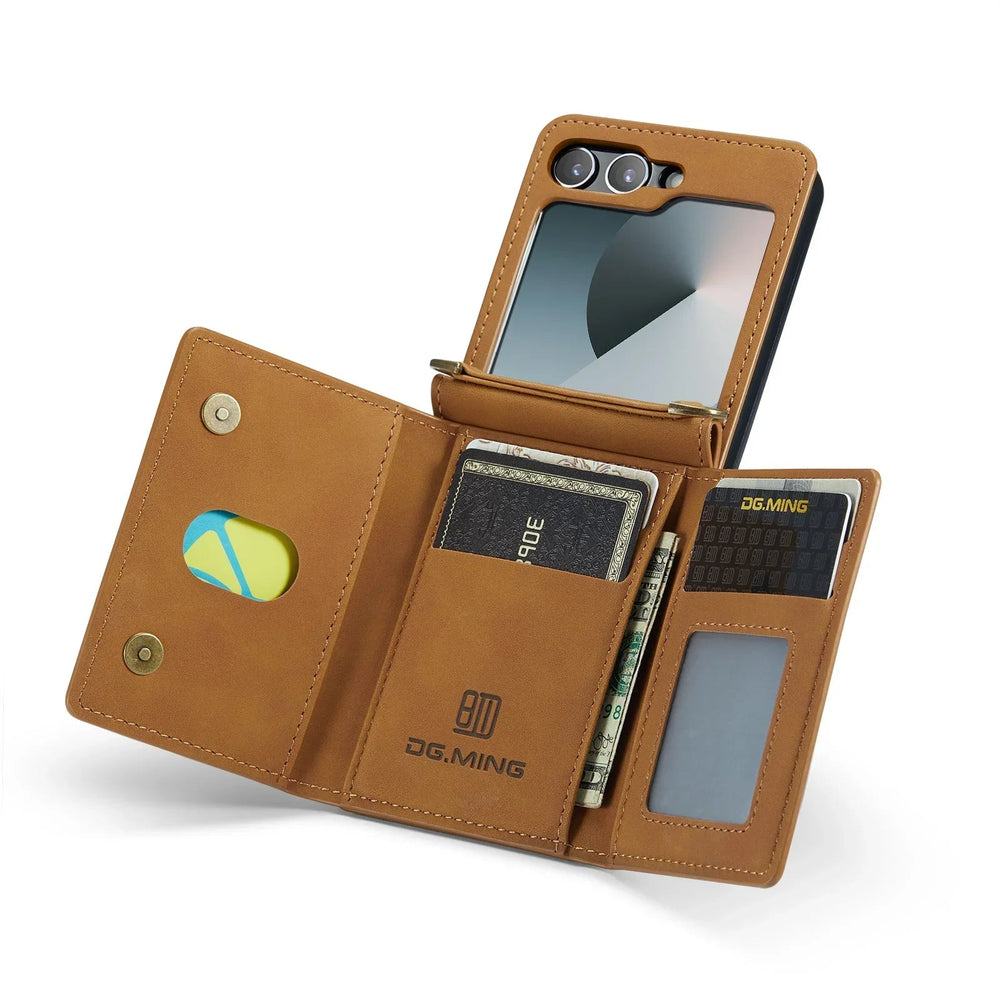 Crossbody Wallet Case for Samsung Galaxy Z Flip - Leather Card Holder optoeletronics