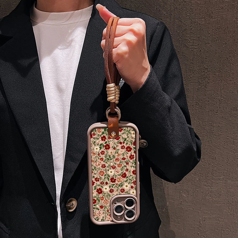 Floral Lanyard Phone Case for iPhone - Silicone Crossbody Cover optoeletronics