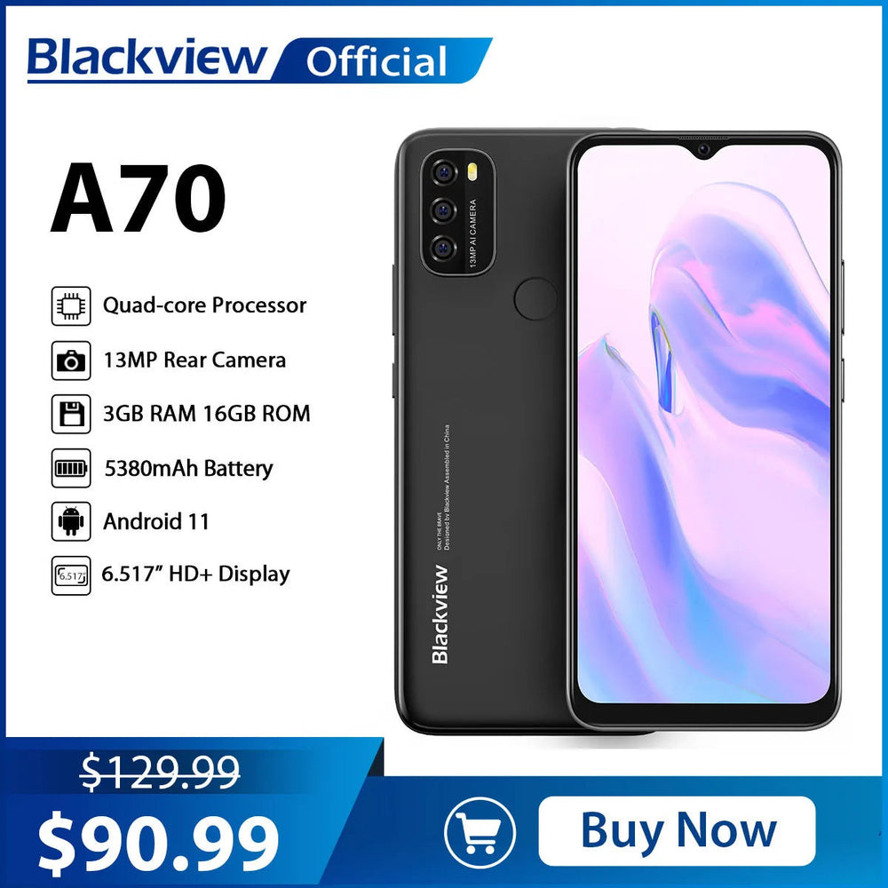 Blackview A70 Smartphone - 6.52-Inch Display 5380mAh 4G Phone optoeletronics