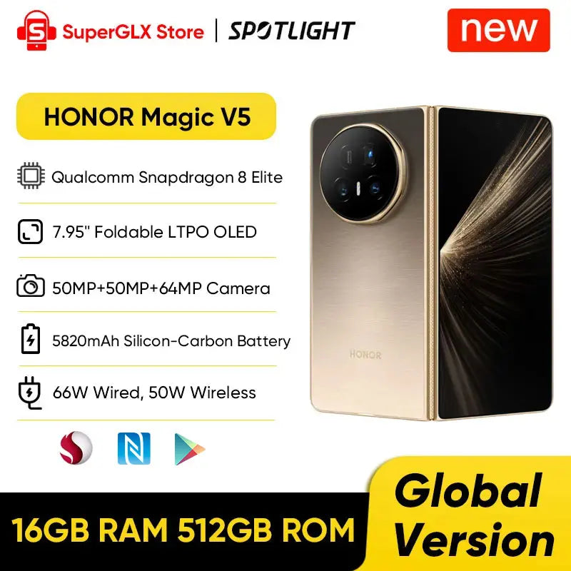 HONOR Magic V5 Foldable 5G Smartphone - 7.95-inch OLED optoeletronics