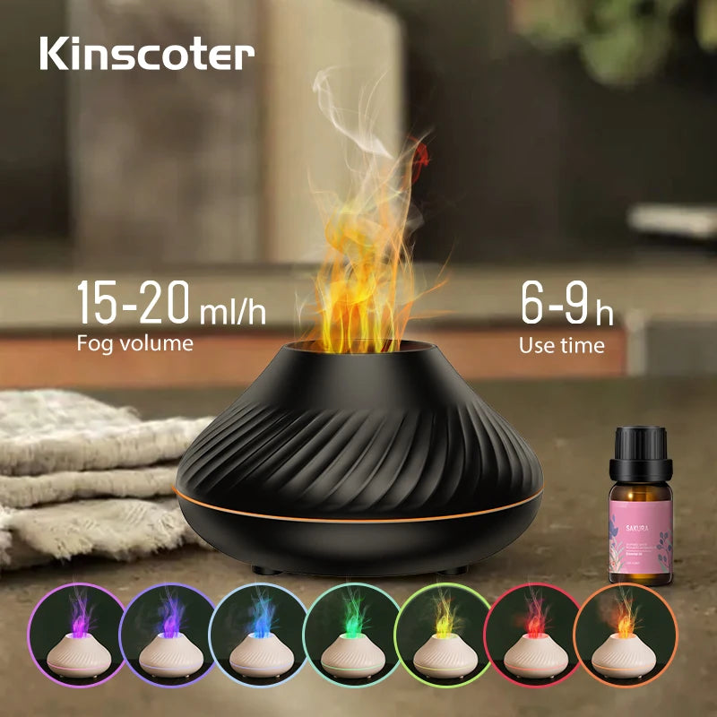 KINSCOTER 130ml Volcanic Aroma Diffuser with Flame Light optoeletronics