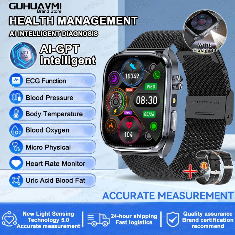 ECG Health Smart Watch - Heart Analysis, Blood Pressure and Bluetooth Call optoeletronics