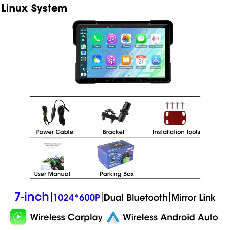 5/7-inch Motorcycle GPS Display - 2K DVR CarPlay Android Auto optoeletronics
