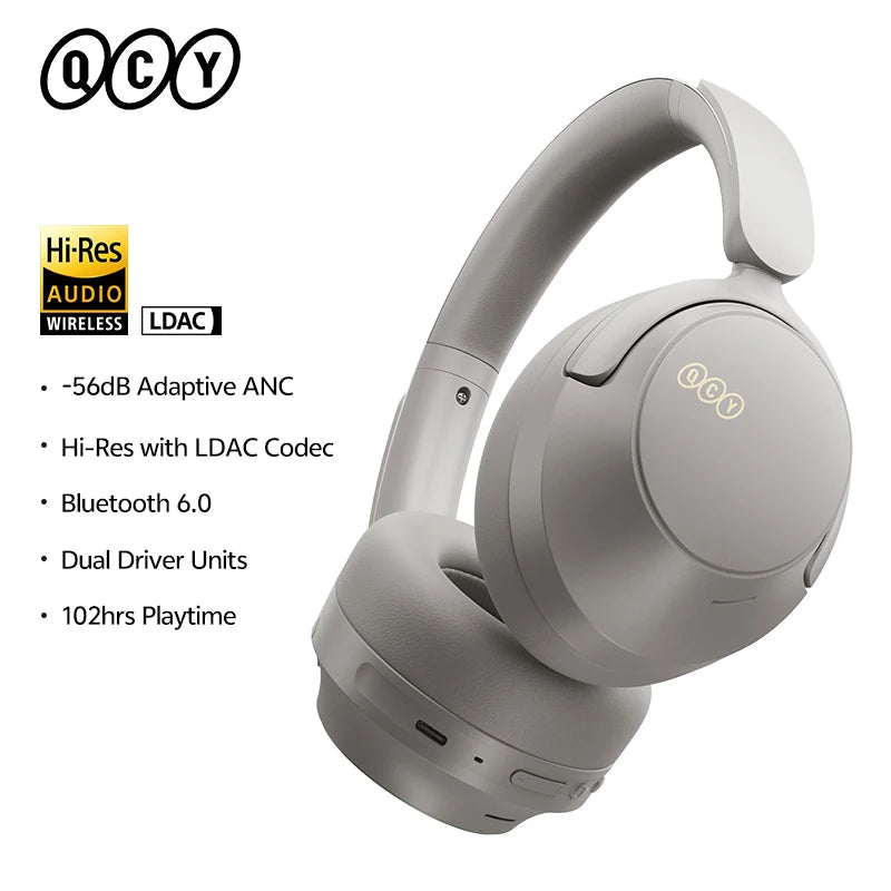 QCY H3S Adaptive ANC Headphones - LDAC 102H Playtime optoeletronics