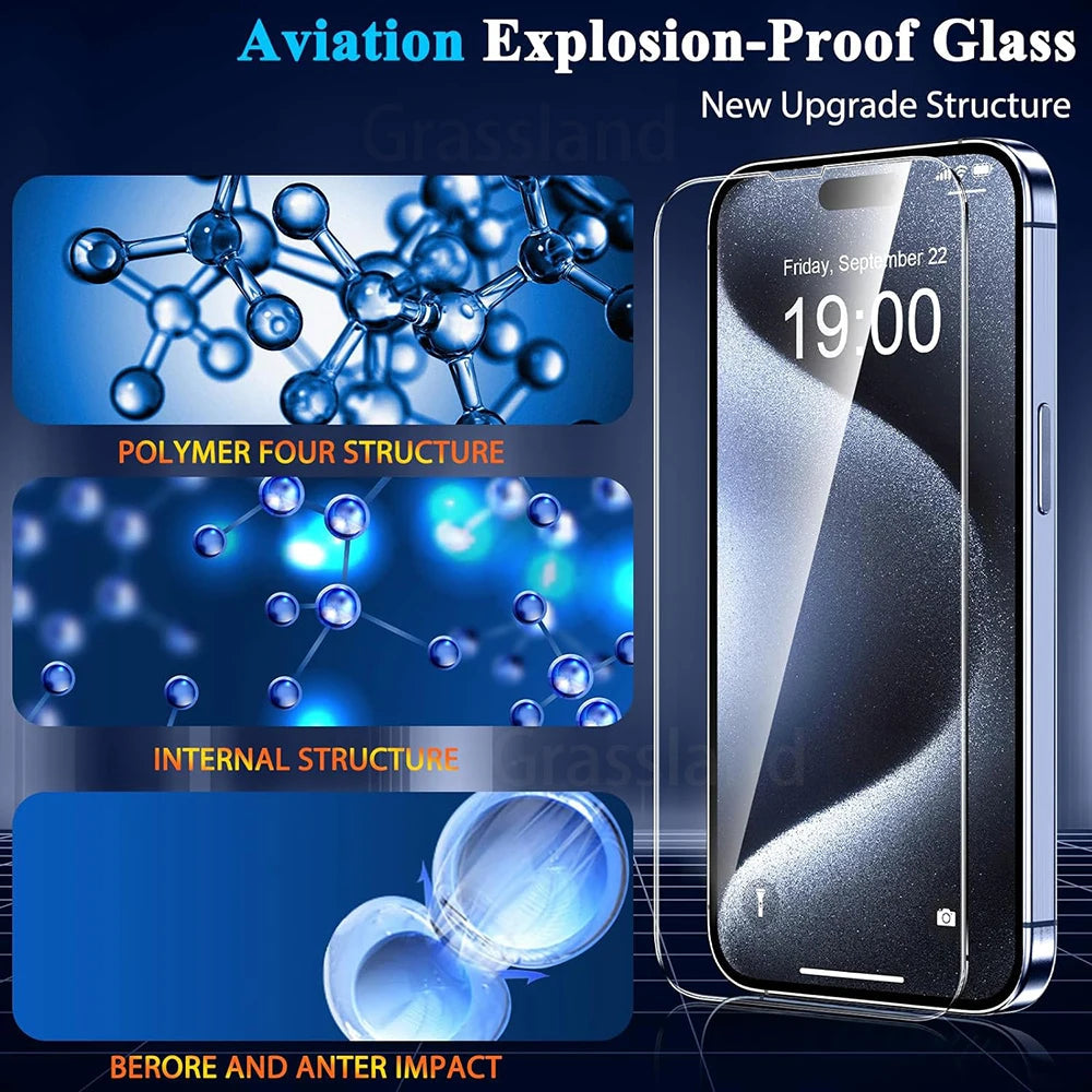 4-Pack Tempered Glass Screen Protector for iPhone - Clear HD Film optoeletronics