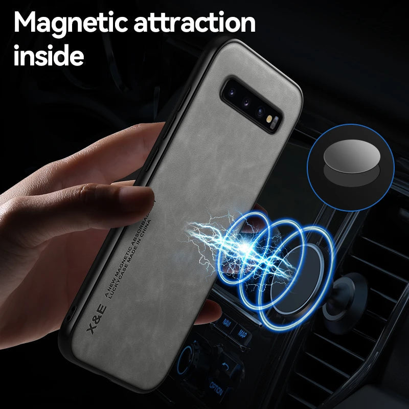 Leather Magnetic Case for Samsung Galaxy S and Note - Car Mount Cover optoeletronics