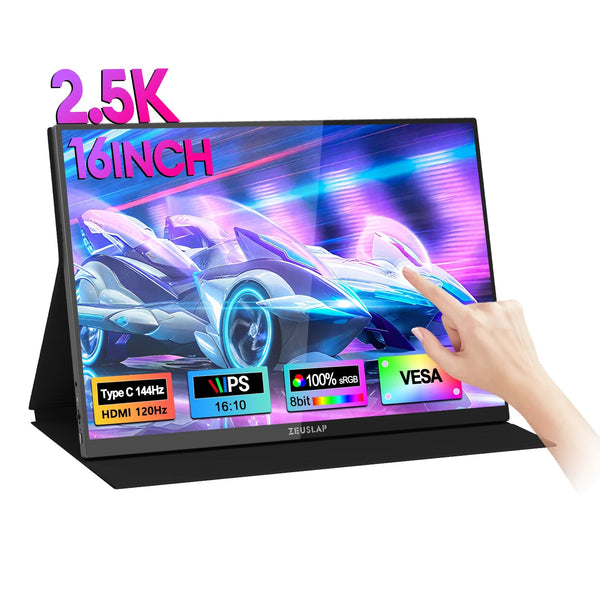 ZEUSLAP 16-Inch 2.5K Touch Portable Monitor - 144Hz IPS Display