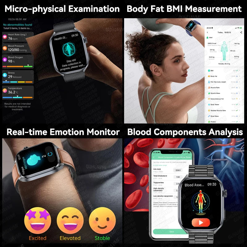 ECG Health Smart Watch - Heart Analysis, Blood Pressure and Bluetooth Call optoeletronics