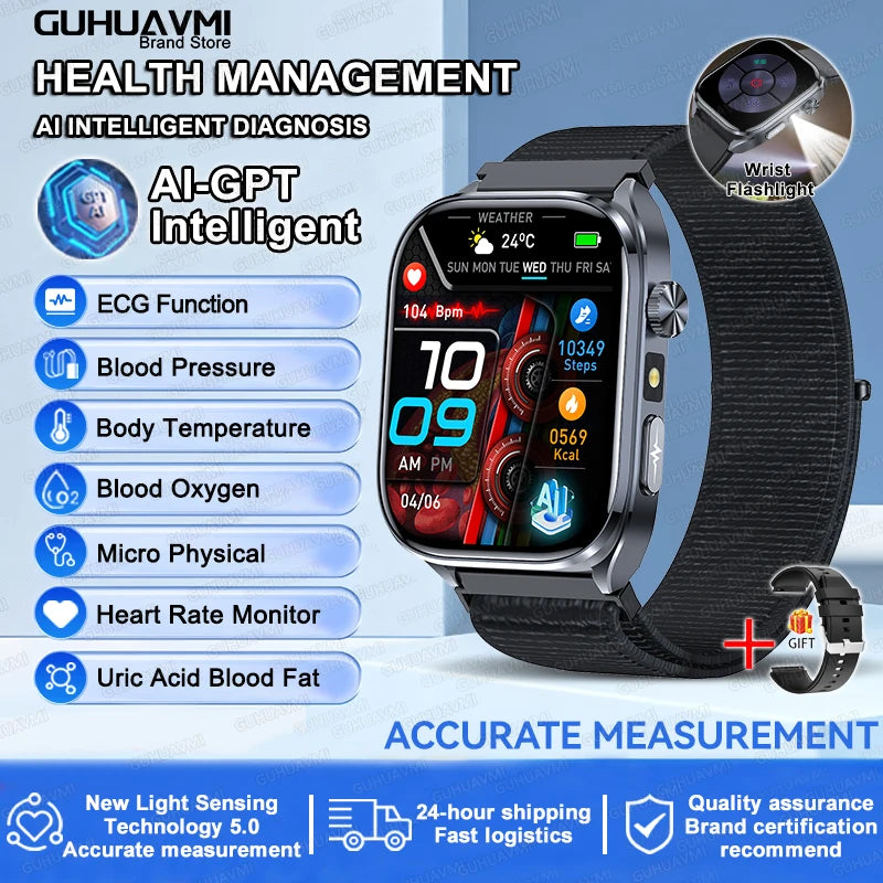 ECG Health Smart Watch - Heart Analysis, Blood Pressure and Bluetooth Call optoeletronics